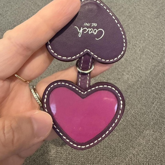 Coach Purple and Pink Heart Keychain - Picture 2 of 4